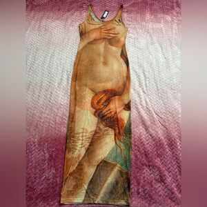 PrettyLittleThing Shape Stone Body Print Mesh Maxi Dress